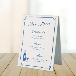 Whimsical Hand Drawn Navy Blue Bar Menu