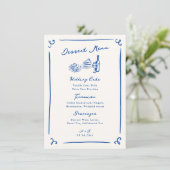 Whimsical Hand Drawn Navy Trouwdessert Menu (Staand voorkant)