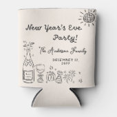 Whimsical Hand Drawn New Year's Eve Party Blikjeskoeler (Voorkant)