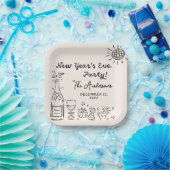 Whimsical Hand Drawn New Year's Eve Party Papieren Bordje (Feest)