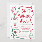 Whimsical Hand-Drawn Oh What Fun Christmas Party Kaart (Voorkant)