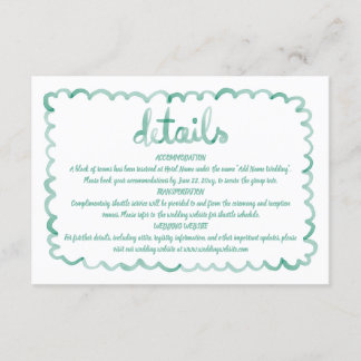 Whimsical Hand Drawn Olijfgroen Lijst Details Informatiekaartje