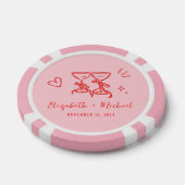 Whimsical Hand Drawn Pink Red Wedding Poker Chips (Enkel)