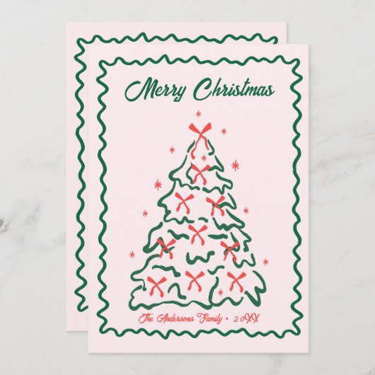 Whimsical Hand Drawn Quirky Merry Christmas Photo Feestdagenkaart (Voorkant / Achterkant)