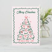 Whimsical Hand Drawn Quirky Merry Christmas Photo Feestdagenkaart (Staand voorkant)