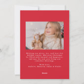 Whimsical Hand-Drawn Red Bow Meowy Kerstfoto Feestdagenkaart (Achterkant)