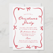 Whimsical Hand-Drawn Red Bows Kerstfeest Kaart (Voorkant)