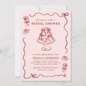 Whimsical Hand Drawn Red Cherries & Bows Kaart (Voorkant)