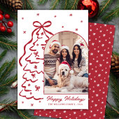Whimsical Hand-Drawn Red Christmas Tree Arch Photo Feestdagenkaart
