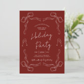 Whimsical Hand Drawn Red Holiday Business Party Kaart (Staand voorkant)