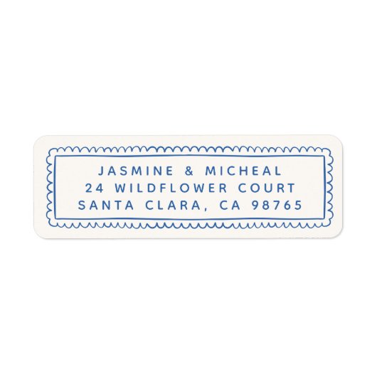 Whimsical Hand Drawn Retro Lijst Retour Adres Etiket (Voorkant)