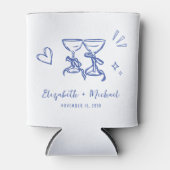 Whimsical Hand Drawn Romantic Blue Wedding Blikjeskoeler (Voorkant)