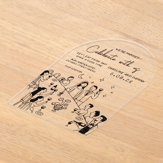 Whimsical Hand Drawn Scribble Wedding Invitation (Poser)