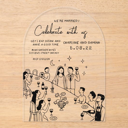 Whimsical Hand Drawn Scribble Wedding Invitation (Recto)