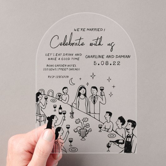 Whimsical Hand Drawn Scribble Wedding Invitation