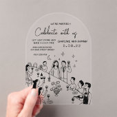 Whimsical Hand Drawn Scribble Wedding Invitation Acryl Uitnodigingen (Insitu (Draagbaar))