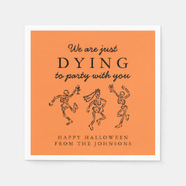 Whimsical Hand Drawn Skeletons Halloween Party Servet