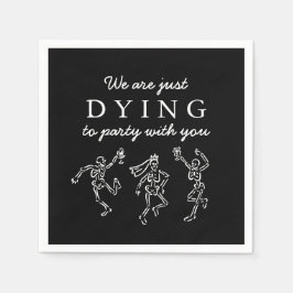 Whimsical Hand Drawn Skeletons Halloween Party Servet