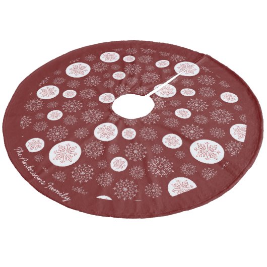 Whimsical Hand Drawn Snowflake Pattern  Fleece Kerstboom Rok (Gekanteld)