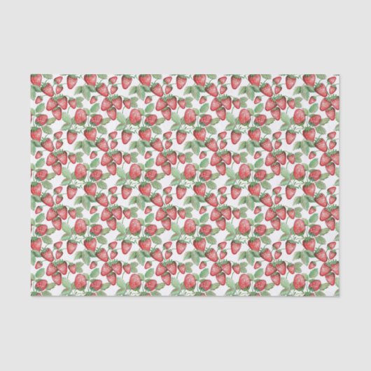 Whimsical Hand-Drawn Strawberry Pattern Waterverf Tissuepapier (Voorkant)