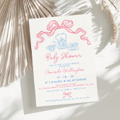Whimsical Hand Drawn Tea Bow Baby shower Kaart