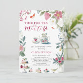 Whimsical Hand-Drawn Tea Party Baby shower Kaart (Staand voorkant)