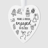 Whimsical Hand Drawn Verloving Christmas Ornament (voorkant)