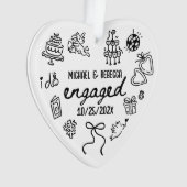 Whimsical Hand Drawn Verloving Christmas Ornament (voorkant)