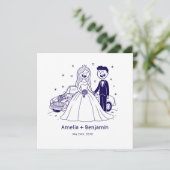 Whimsical Hand Drawn Wedding Couple | Wedding (Staand voorkant)