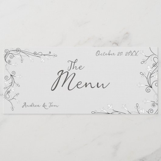Whimsical Hand Drawn Wedding Menu (Voorkant)