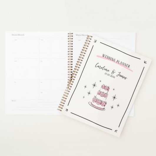 Whimsical Hand-Drawn Wedding Planner met Taart (Display)