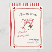 Whimsical Hand Drawn Wedding Save the Date Kaart (Voorkant / Achterkant)
