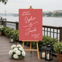 Whimsical Hand Drawn Wedding Welcome Red and White