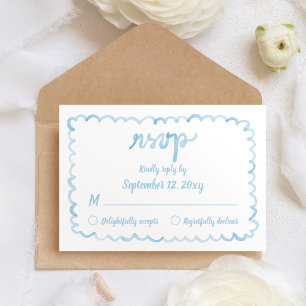 Whimsical Hand Geïllustreerd Lichtblauw Lijst RSVP Kaartje