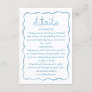 Whimsical Hand Geïllustreerd Wavy Lichtblauw Lijst Informatiekaartje