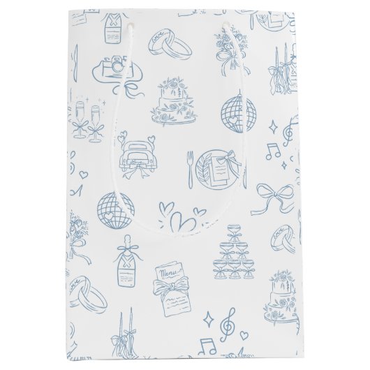 Whimsical Hand getekend blauw geïllustreerde bruil Medium Cadeauzakje (Voorkant)