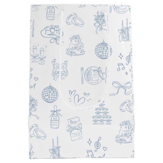 Whimsical Hand getekend blauw geïllustreerde bruil Medium Cadeauzakje (Achterkant)