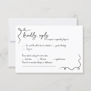 Whimsical hand getekend Bruiloft RSVP Kaart