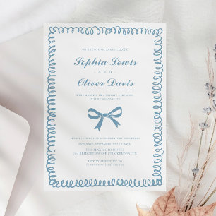 Whimsical Hand getekend Franse Blauwe Elopement br Kaart