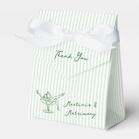 Whimsical Hand getekend Green Martinis & Huwelijk Bedankdoosjes (Voorkant Zijde)