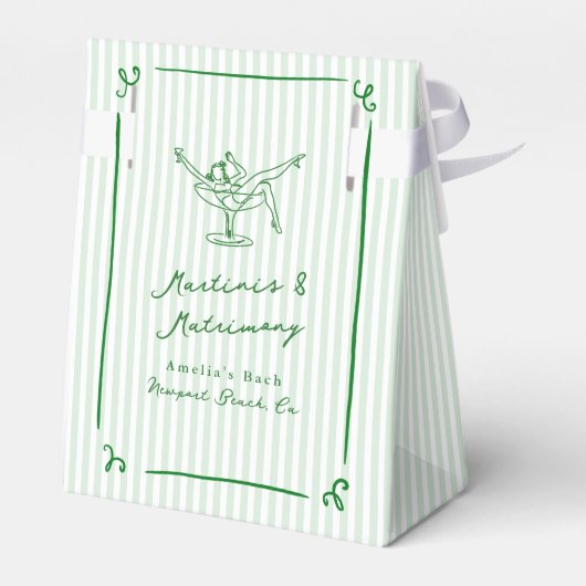 Whimsical Hand getekend Green Martinis & Huwelijk Bedankdoosjes (Achterkant)
