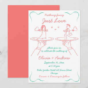 Whimsical Hand getekend Handgeschreven Quirky Wedd Kaart
