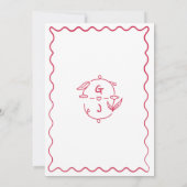 Whimsical Hand getekend Handgeschreven Rode bruilo Kaart (Achterkant)