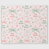 Whimsical Hand getekend Leuk Frans Vrolijk Kerstfe Cadeaupapier (Vlak)