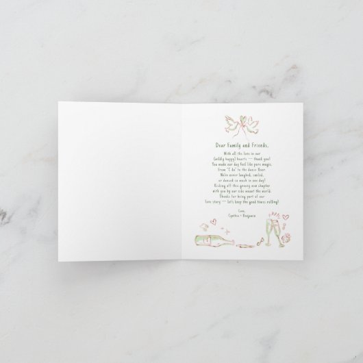 Whimsical Hand getekend net getrouwd auto bruiloft Bedankkaart (Binnen)