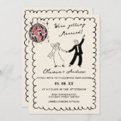 Whimsical Hand getekend Retro foto Funky bruiloft Kaart (Voorkant / Achterkant)