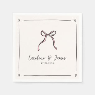 Whimsical Hand getekend Roze Bow Wedding Servet