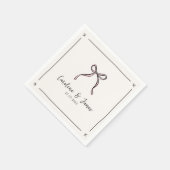 Whimsical Hand getekend Roze Bow Wedding Servet (Hoek)