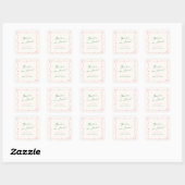 Whimsical Hand getekend Roze & Groen Dank u Vierkante Sticker (Vel)