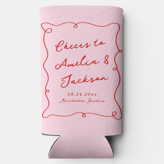 Whimsical Hand getekend Roze & Rode bruiloft (Achterkant)